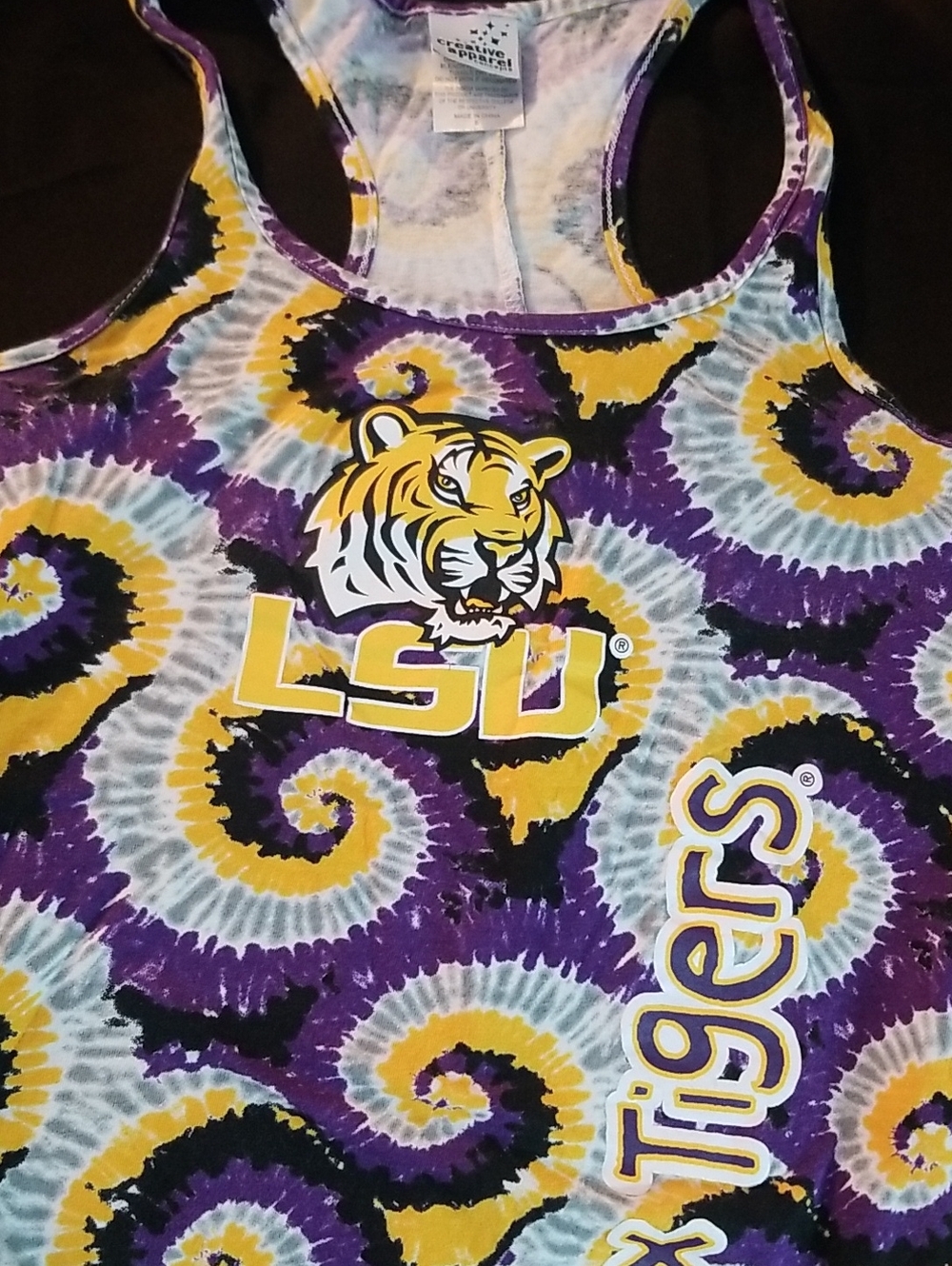 LSU Tigers Tie-Dye Racerback Tank Top - Purple & Gold
